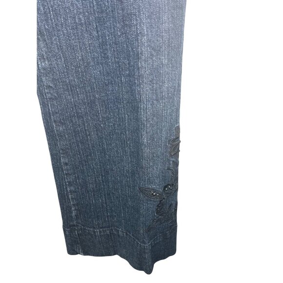 Venezia Womens Denim Embroidered Jeans Blue Cotton/Spandex Bootcut Style Size 18 - Picture 12 of 14